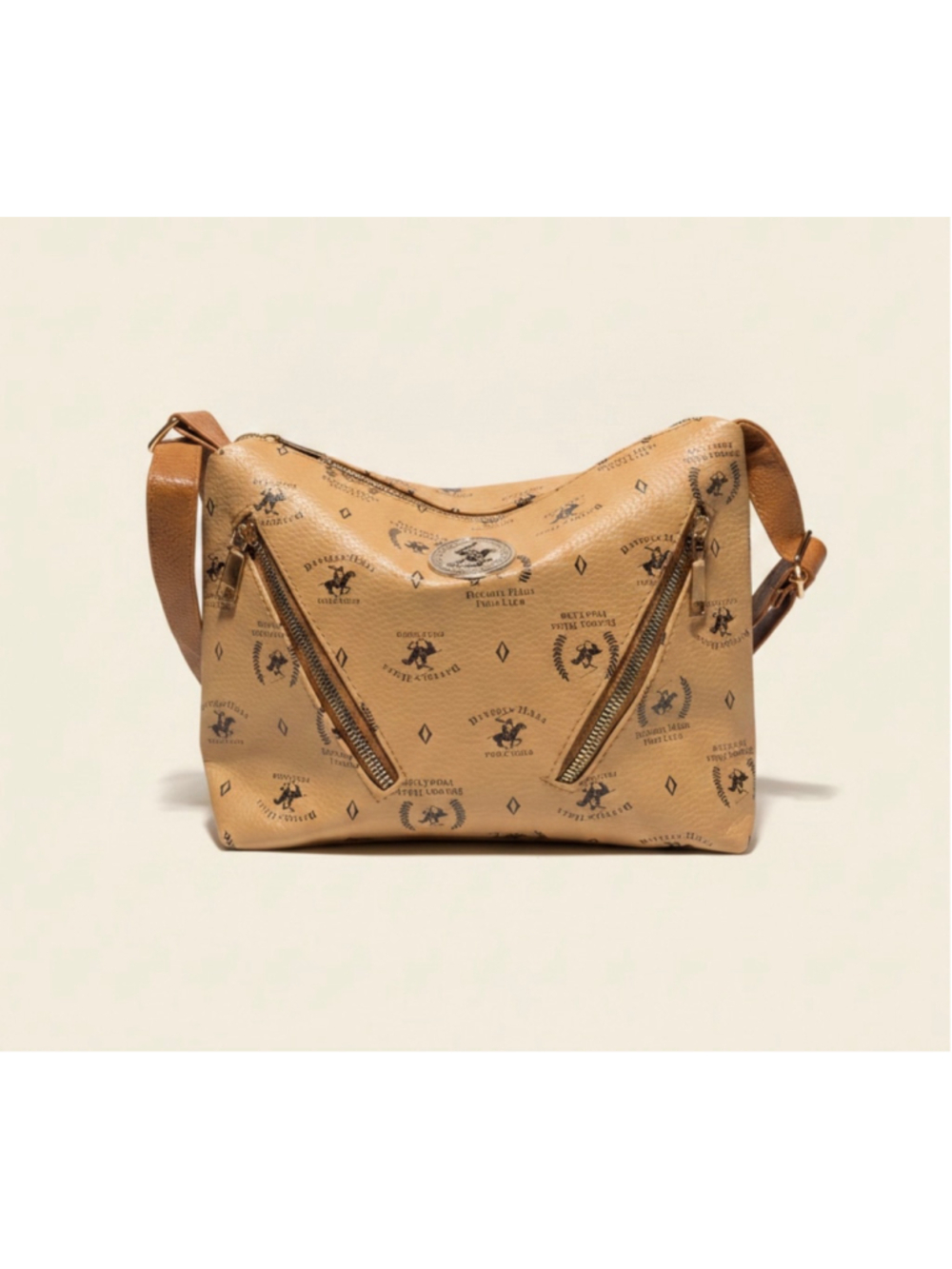 Beverly Hills Polo Club Tan Logo Crossbody Shoulder Bag - Picture 2 of 11